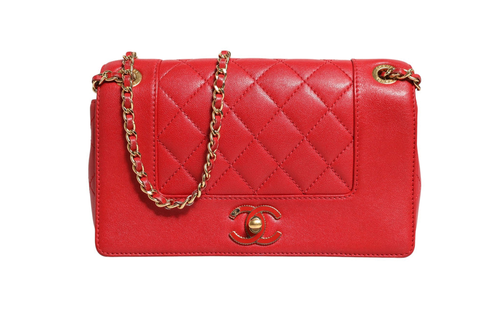 Burgundy Sheepskin Quilted Leather Mademoiselle Flap Bag