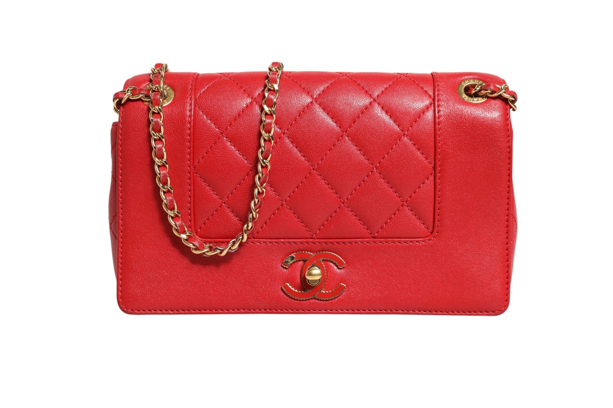 Burgundy Sheepskin Quilted Leather Mademoiselle Flap Bag
