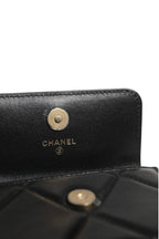 Chanel 19 Flap Coin Purse Quilted Leather Black Crossbody