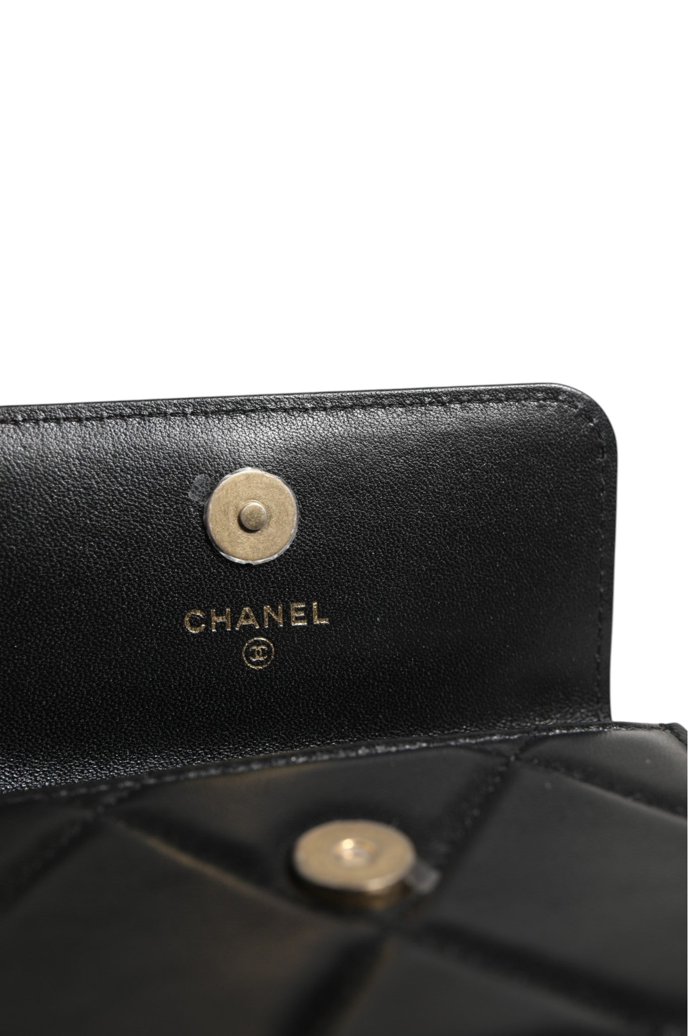 Chanel 19 Flap Coin Purse Quilted Leather Black Crossbody