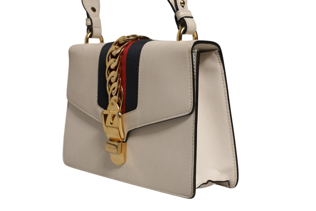 White Calfskin Leather Sylvie Crossbody Bag
