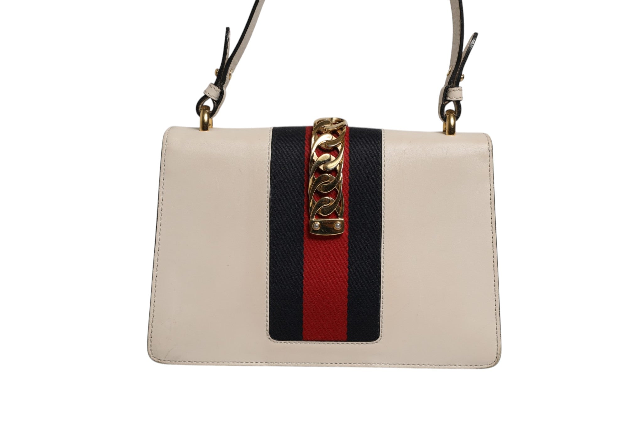 White Calfskin Leather Sylvie Crossbody Bag
