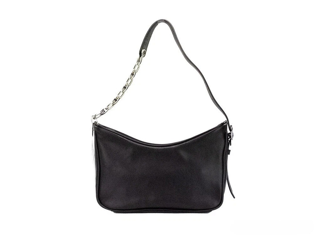 Marc Jacobs Tempo Small Black Smooth Leather Hobo Convertible Shoulder Bag Purse