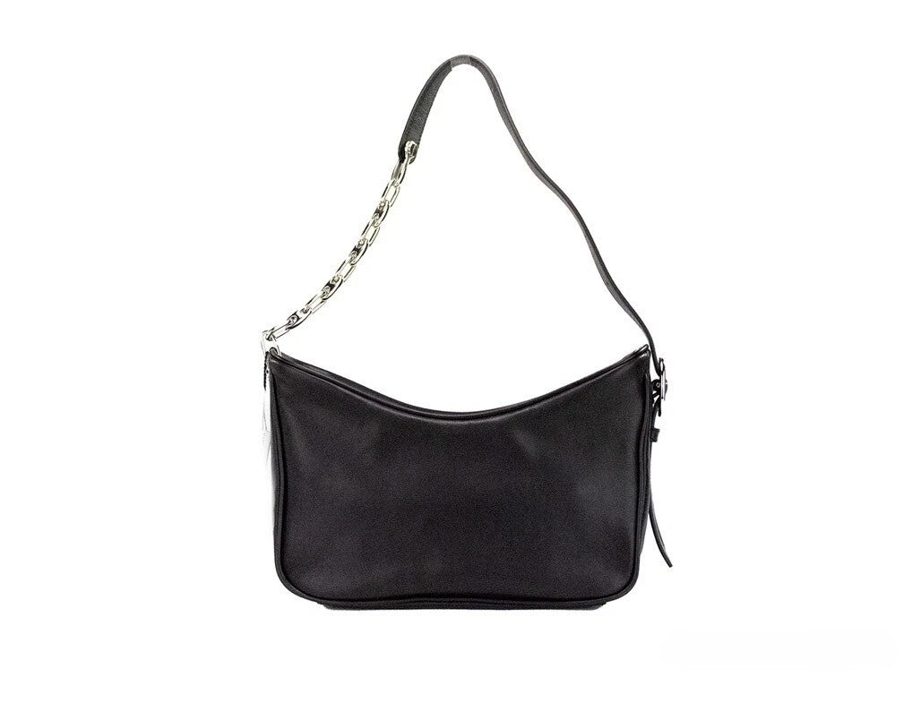 Marc Jacobs Tempo Small Black Smooth Leather Hobo Convertible Shoulder Bag Purse