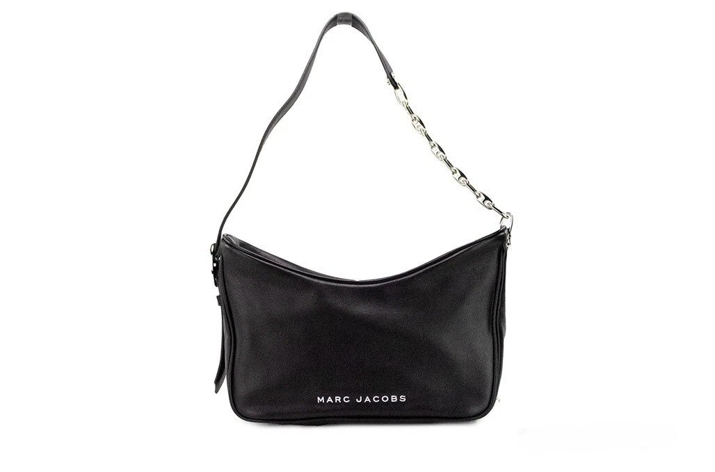 Marc Jacobs Tempo Small Black Smooth Leather Hobo Convertible Shoulder Bag Purse