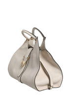 White Leather Stirrup Top Handle Bag