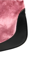 Jackie Pink Velvet And Black Leather Shoulder Bag