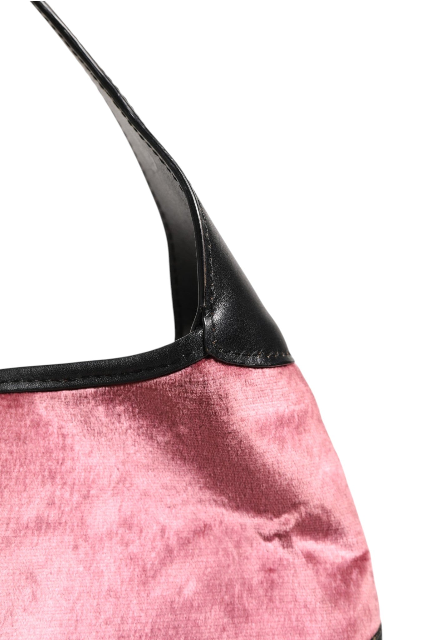 Jackie Pink Velvet And Black Leather Shoulder Bag