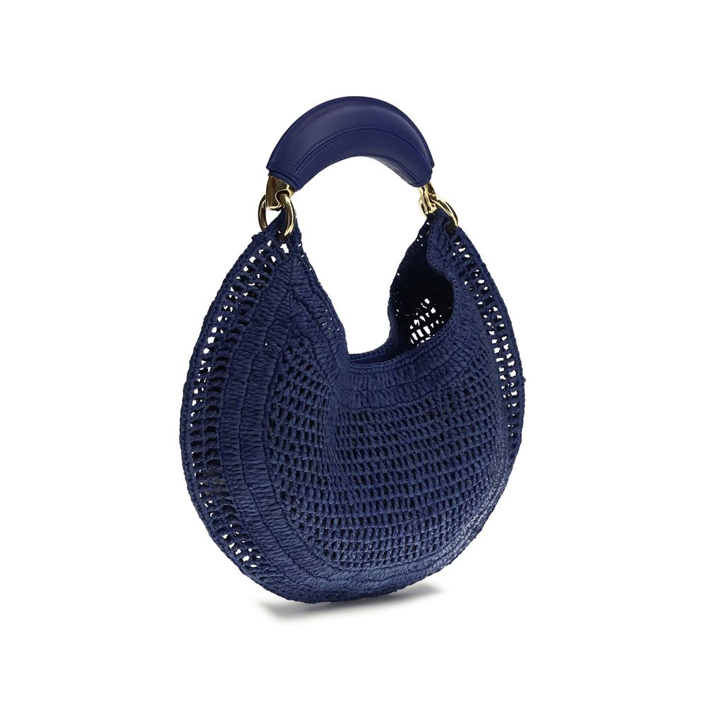 Blue Raffia Shoulder Bag