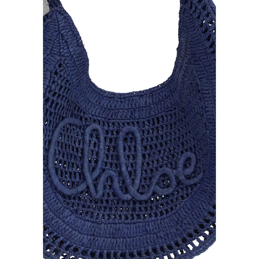 Blue Raffia Shoulder Bag