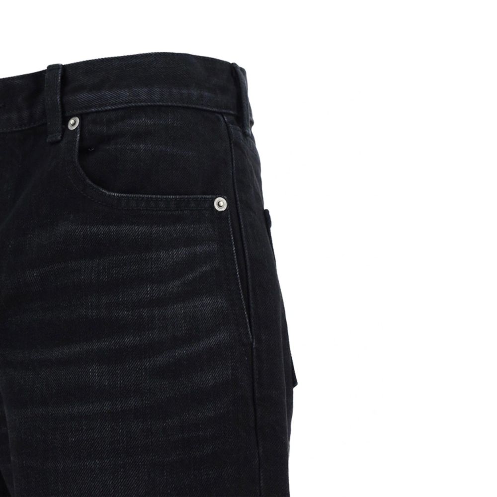Black Cotton Straight-Leg Jeans