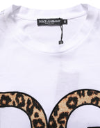 White Leopard Print DG Logo MenCotton T-shirt
