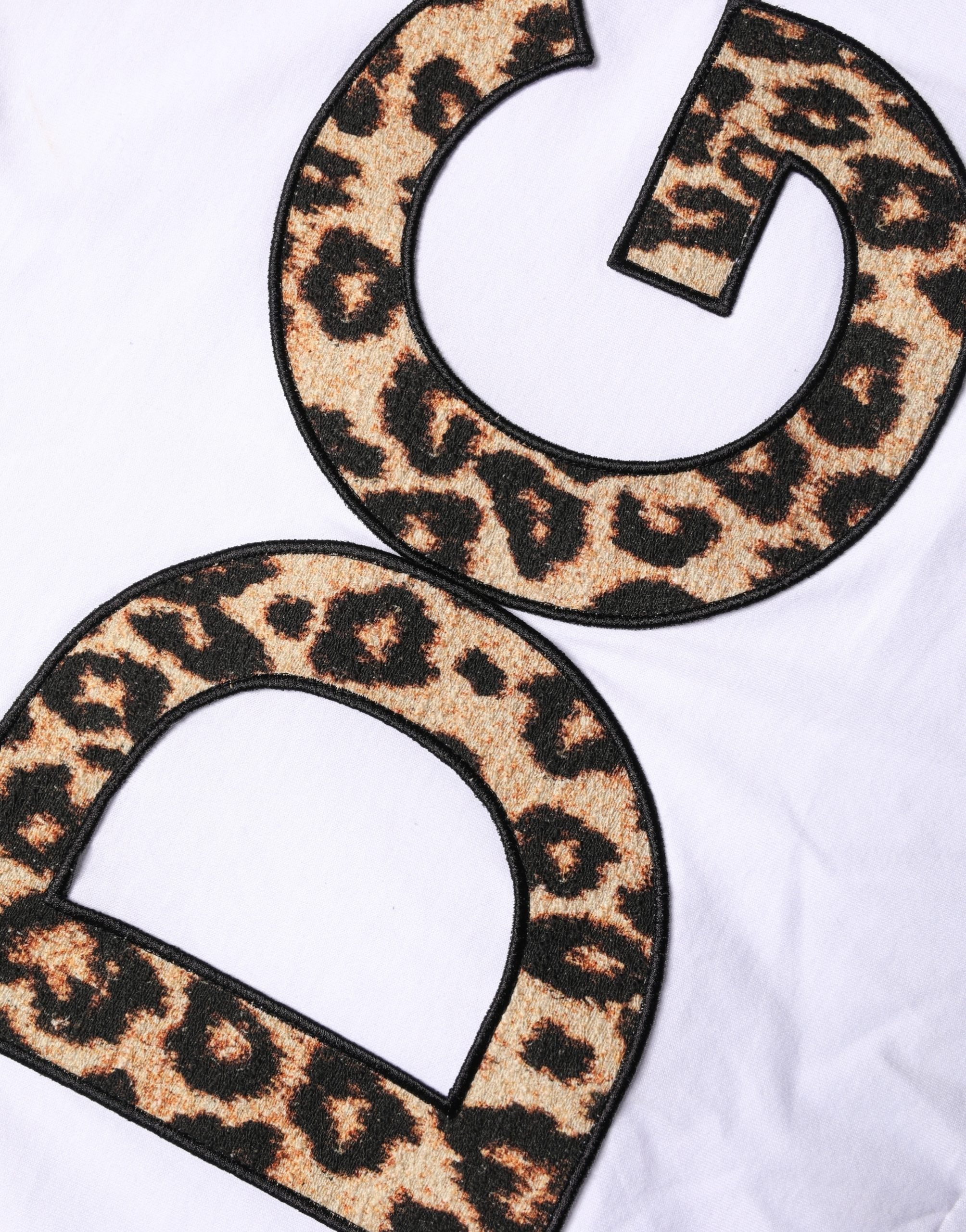 White Leopard Print DG Logo MenCotton T-shirt
