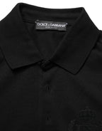 Black Cotton Collared Short Sleeves Men Polo T-shirt