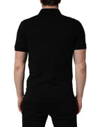 Black Cotton Collared Short Sleeves Men Polo T-shirt