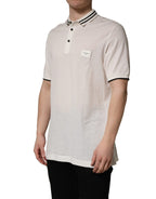 White Logo Plaque Short Sleeve Polo T-shirt