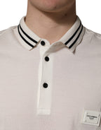 White Logo Plaque Short Sleeve Polo T-shirt