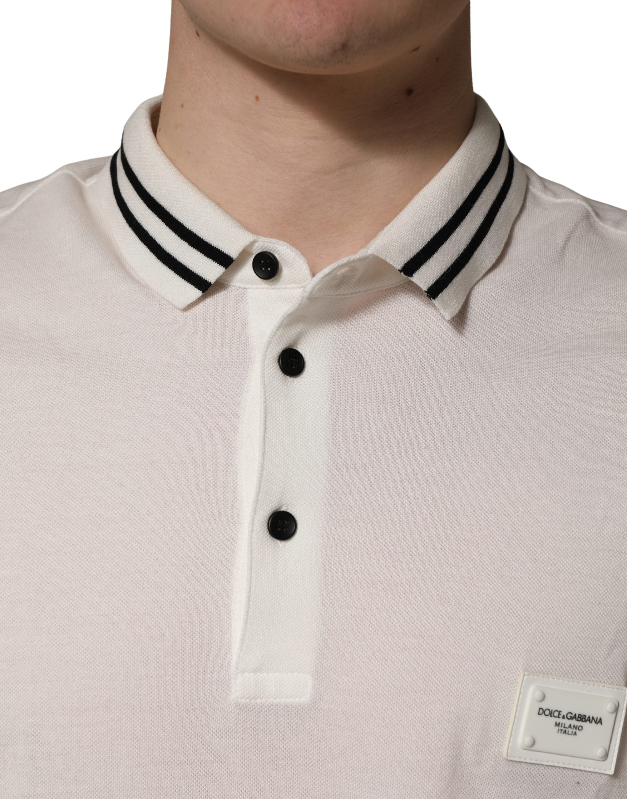 White Logo Plaque Short Sleeve Polo T-shirt