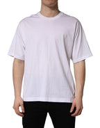 White Oversized Cotton Men Crew Neck T-shirt