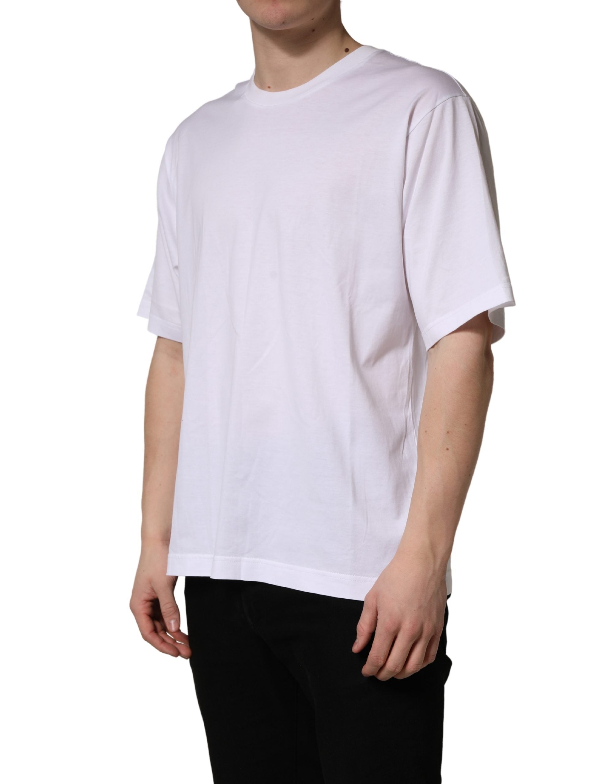White Oversized Cotton Men Crew Neck T-shirt