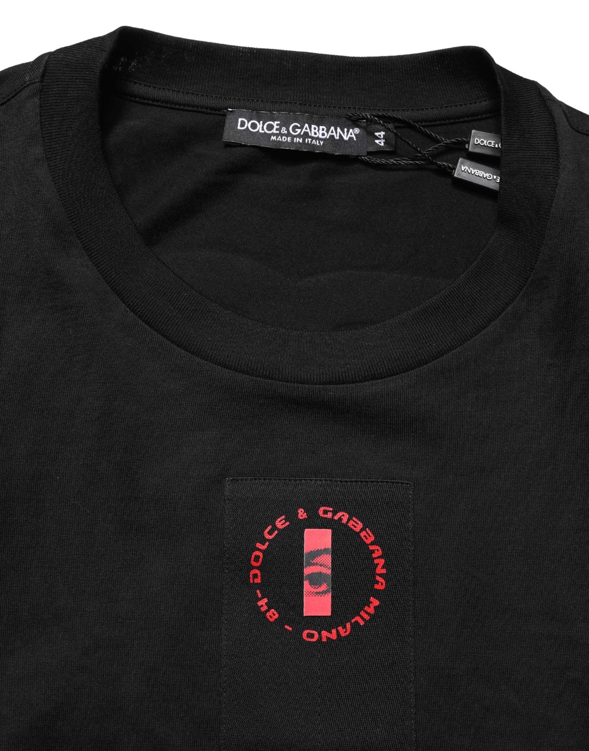 Black Cotton Jersey Logo Patch Crew Neck T-shirt