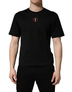 Black Cotton Jersey Logo Patch Crew Neck T-shirt