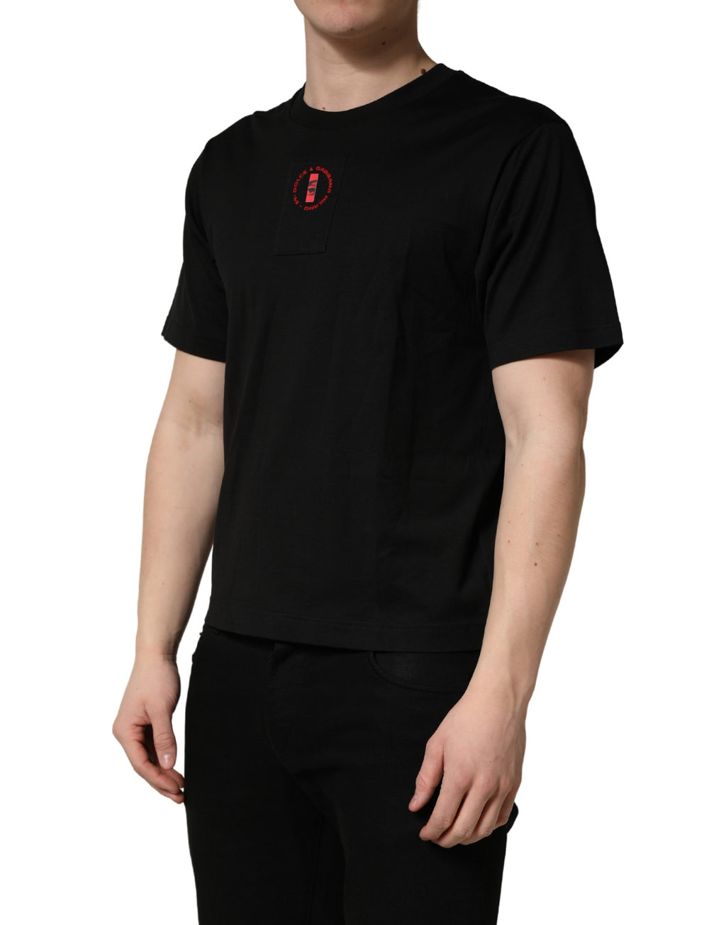 Black Cotton Jersey Logo Patch Crew Neck T-shirt