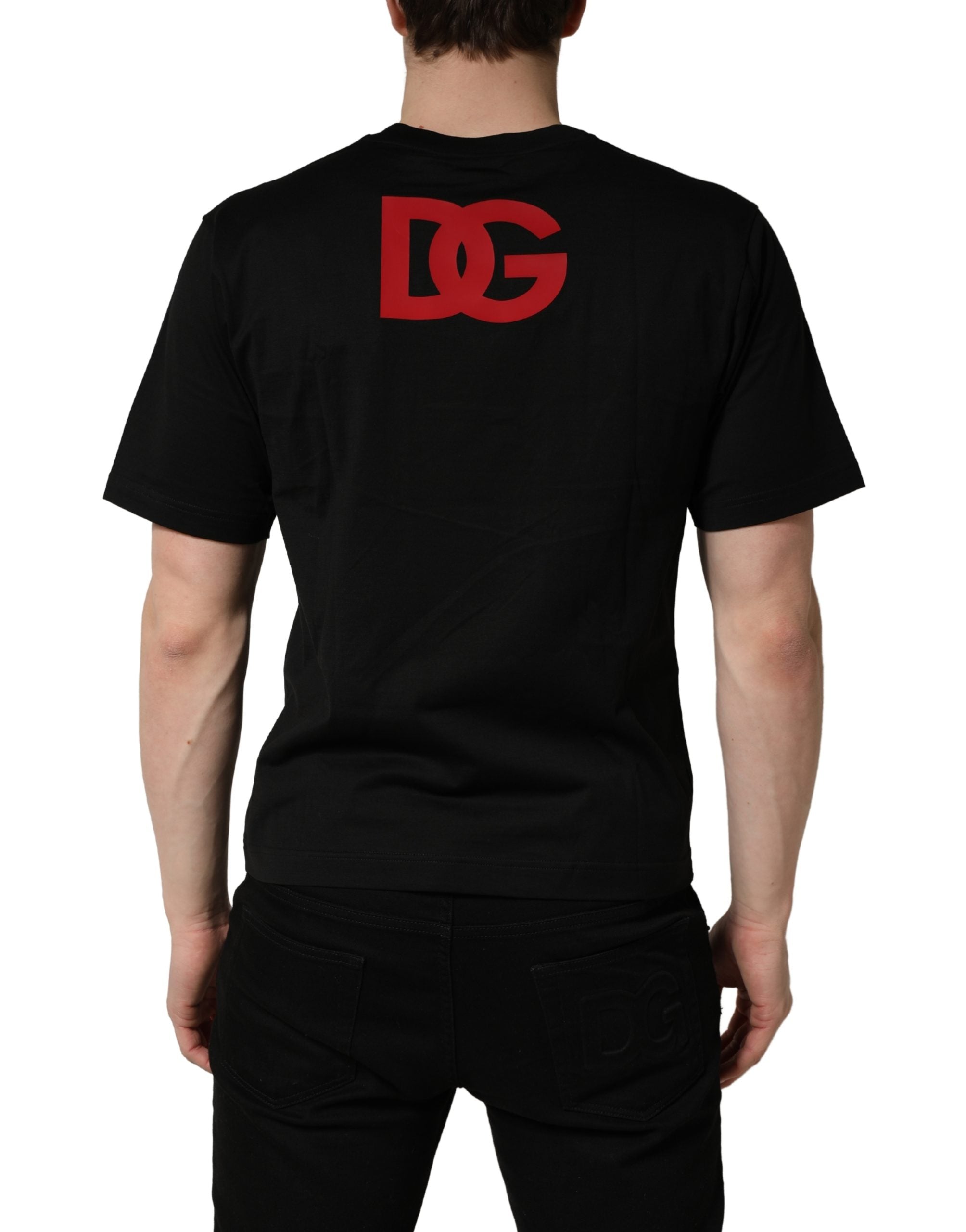 Black Cotton Jersey Logo Patch Crew Neck T-shirt