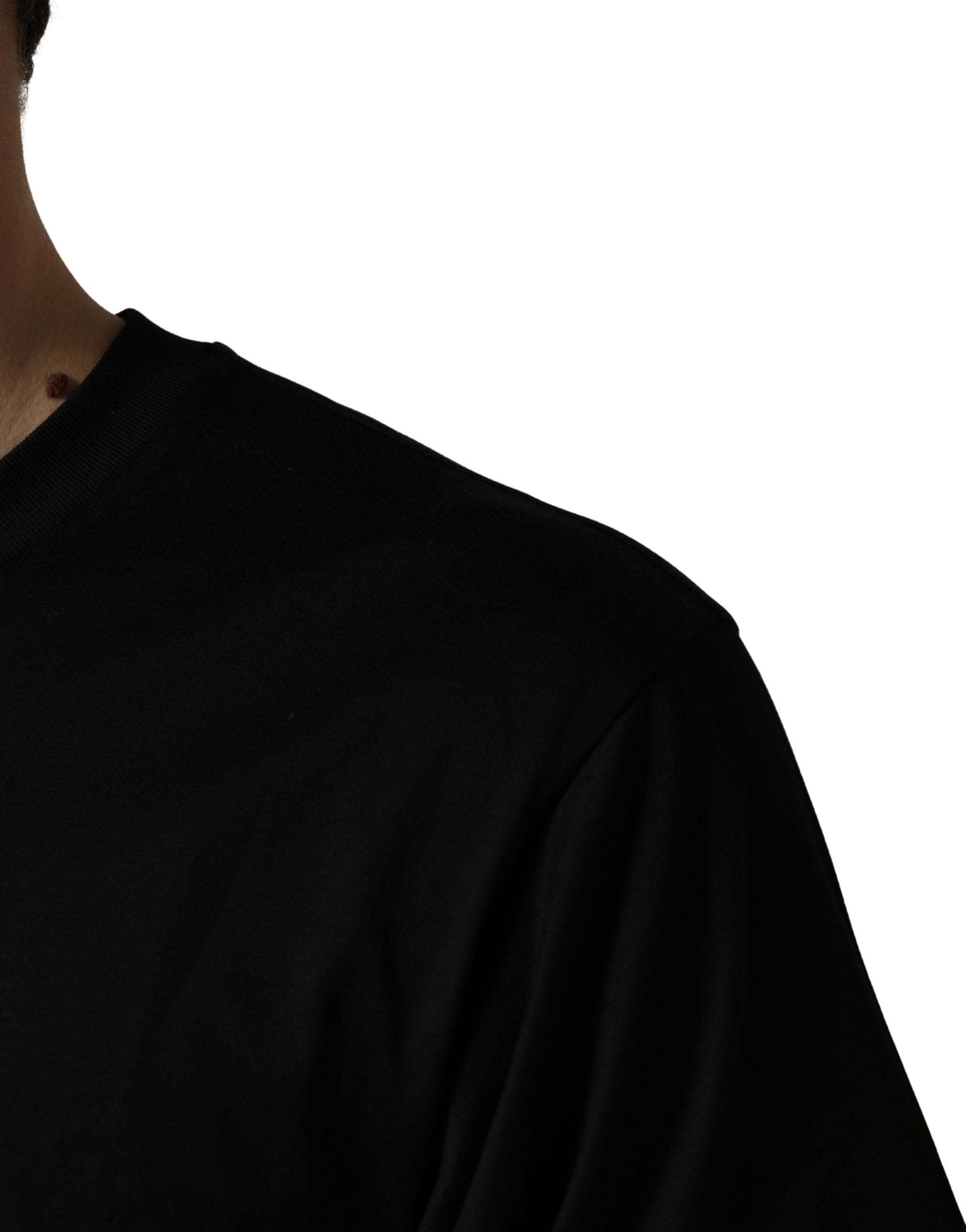 Black Cotton Jersey Logo Patch Crew Neck T-shirt