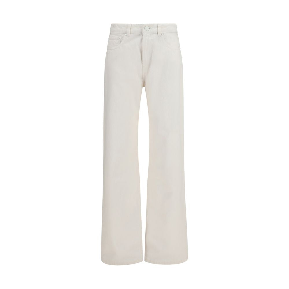 White Cotton Straight-Leg Jeans