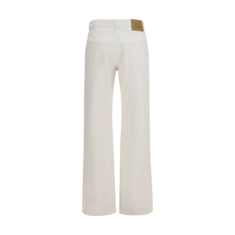 White Cotton Straight-Leg Jeans