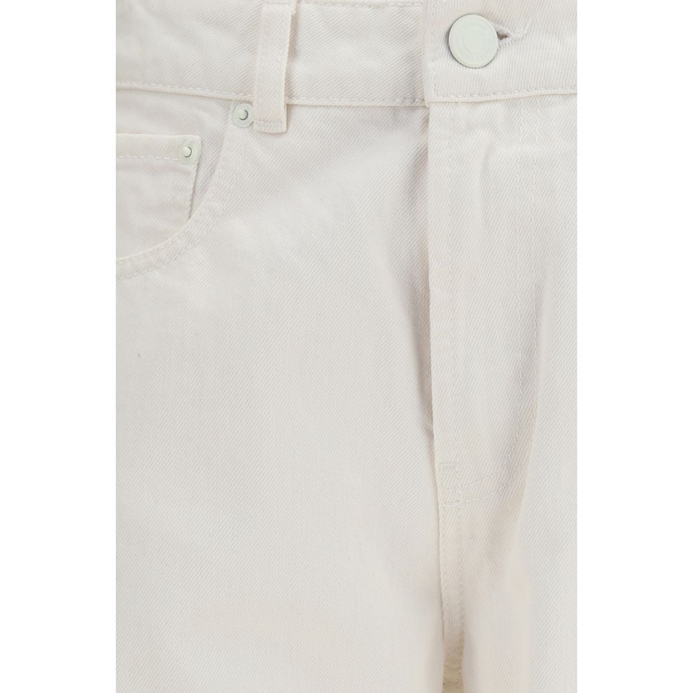 White Cotton Straight-Leg Jeans