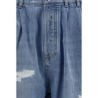 Blue Cotton Straight-Leg Jeans