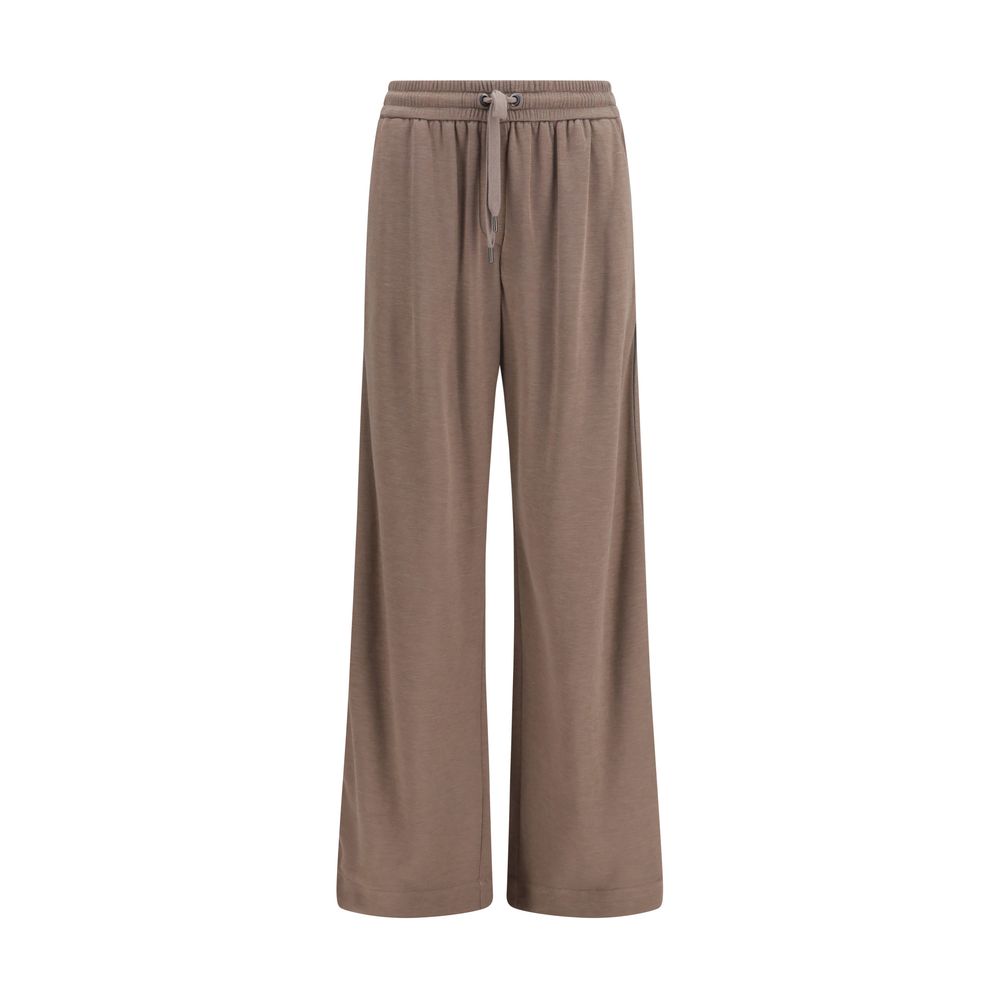 Brown Cotton Casual Pants