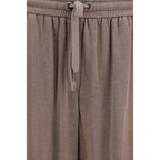Brown Cotton Casual Pants