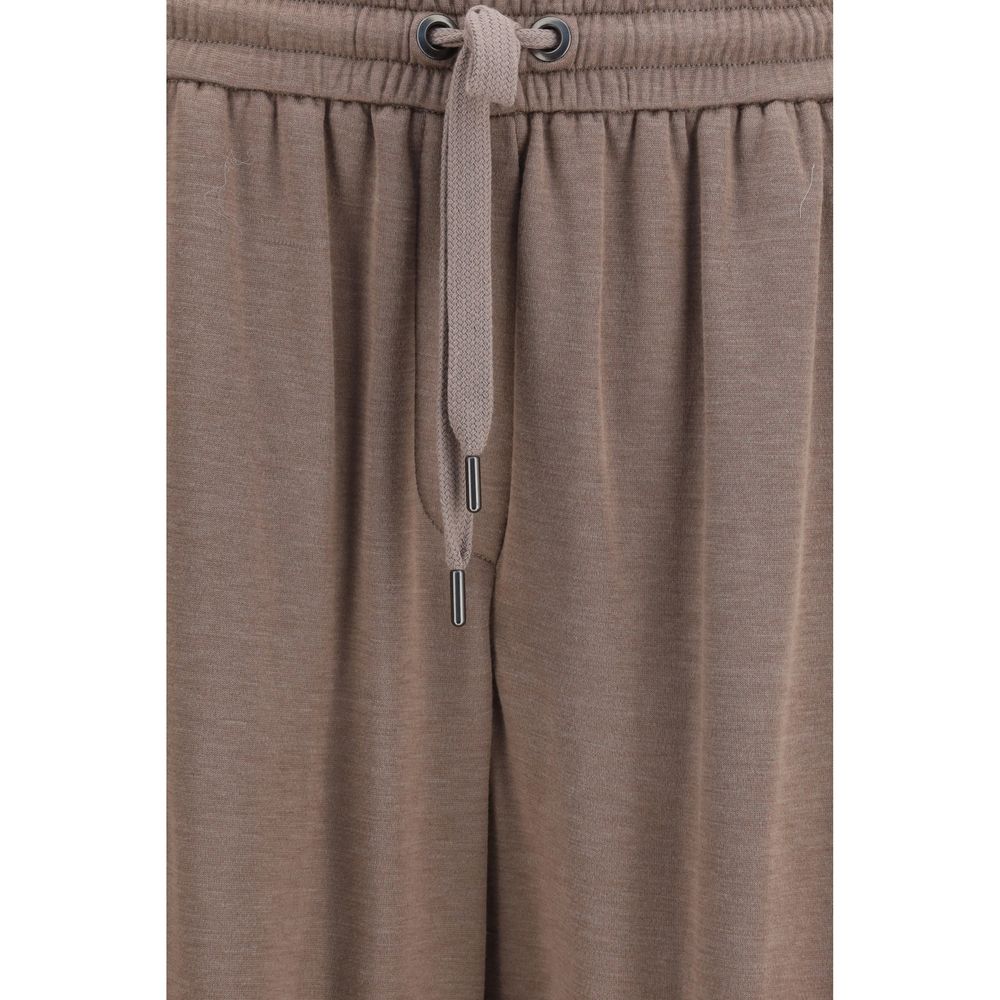 Brown Cotton Casual Pants