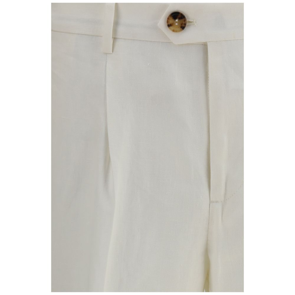 White Linen Casual Pants