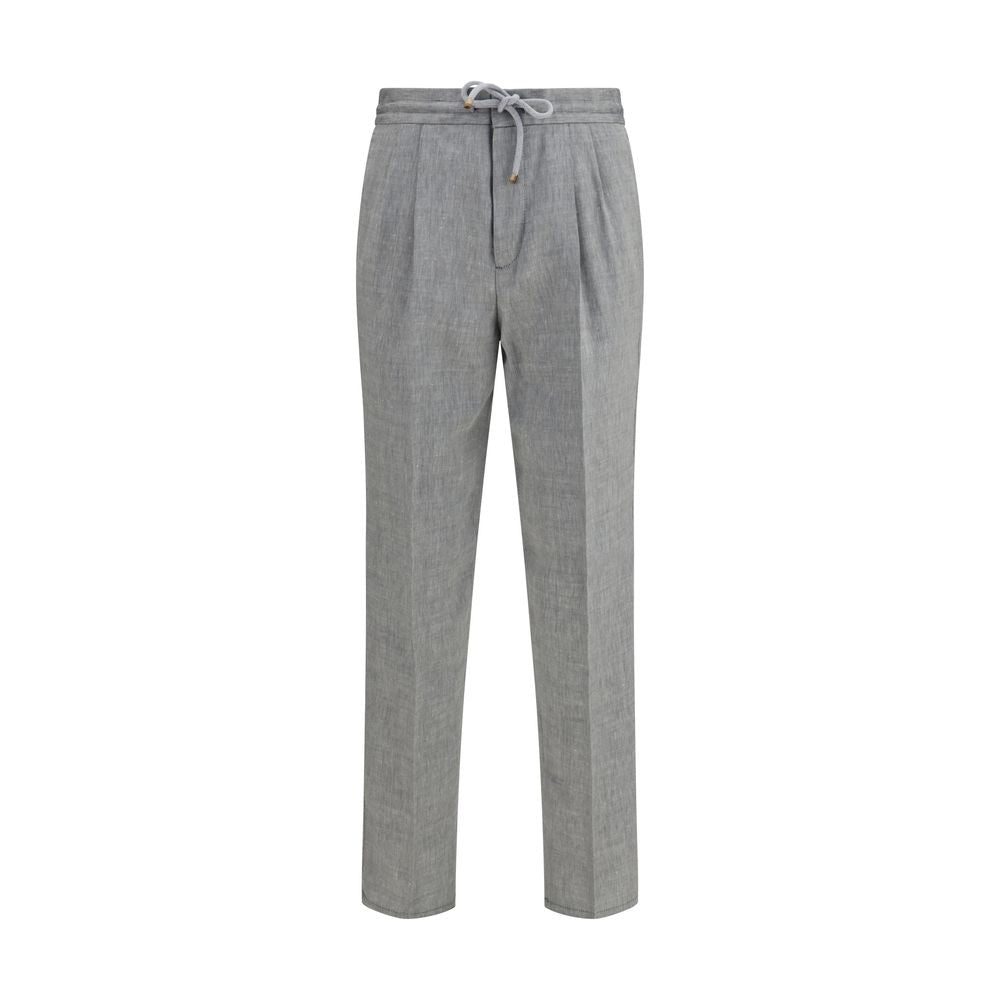 Gray Linen Casual Pants