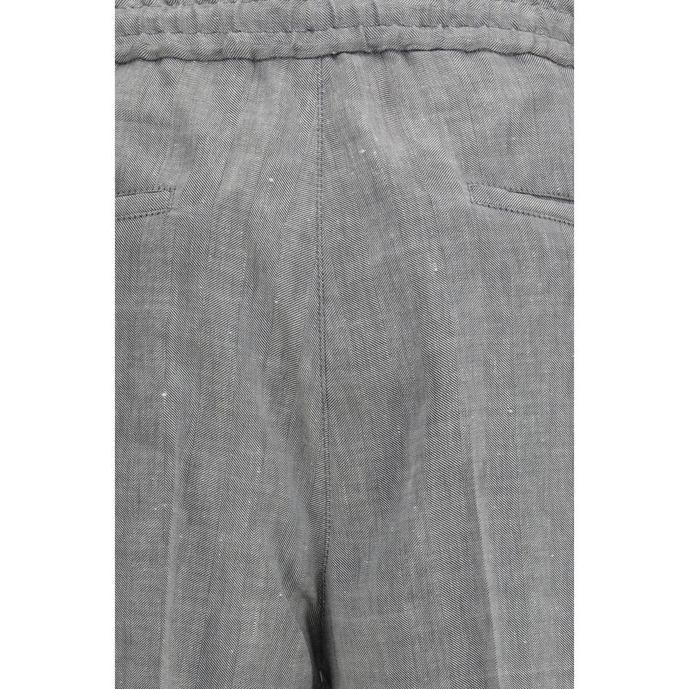 Gray Linen Casual Pants