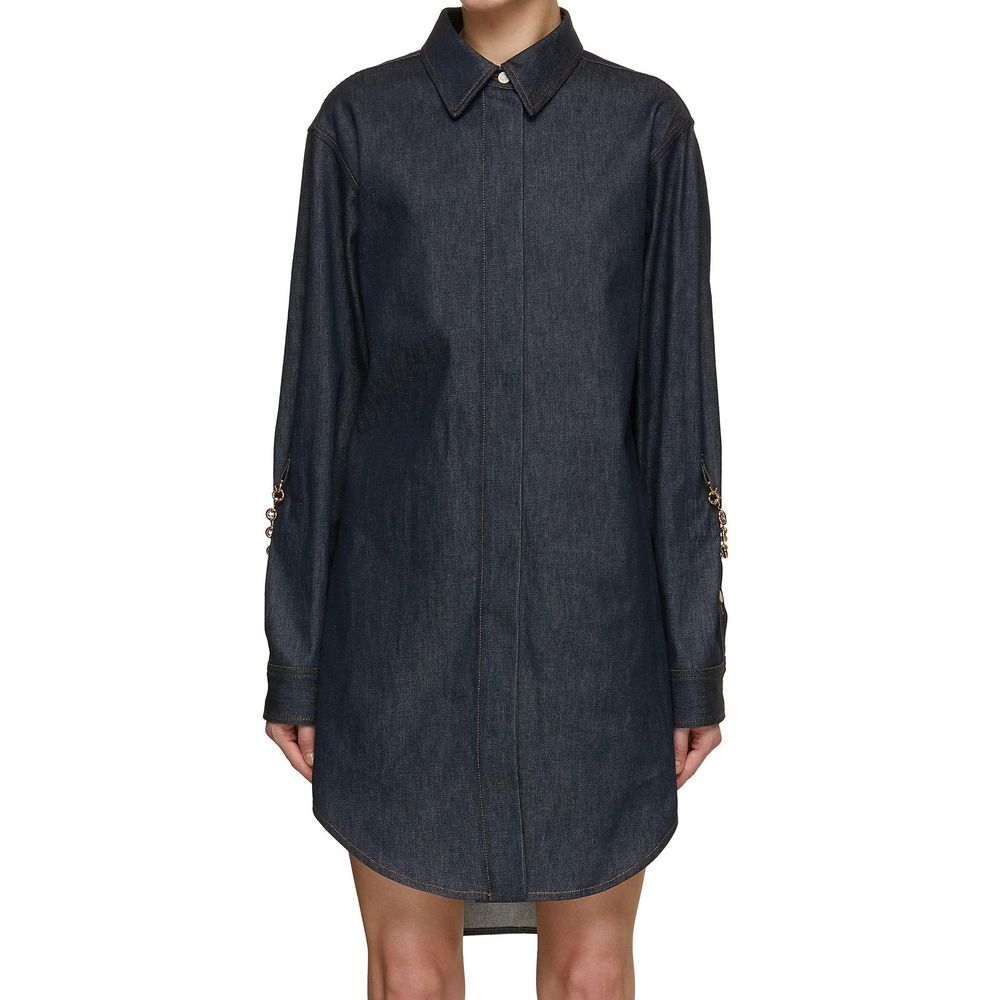 Blue Cotton Casual Dress