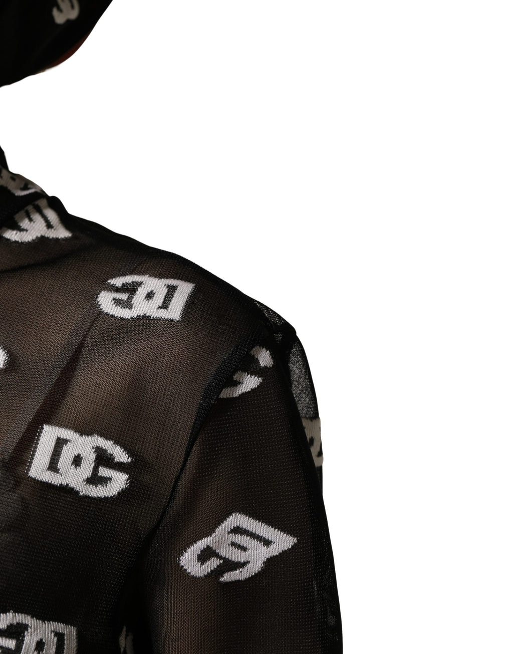 Black White Logo Print Hooded Jumpsuit Dress