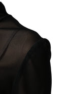 Black Nylon Sheer Turtleneck Jumpsuit Dress