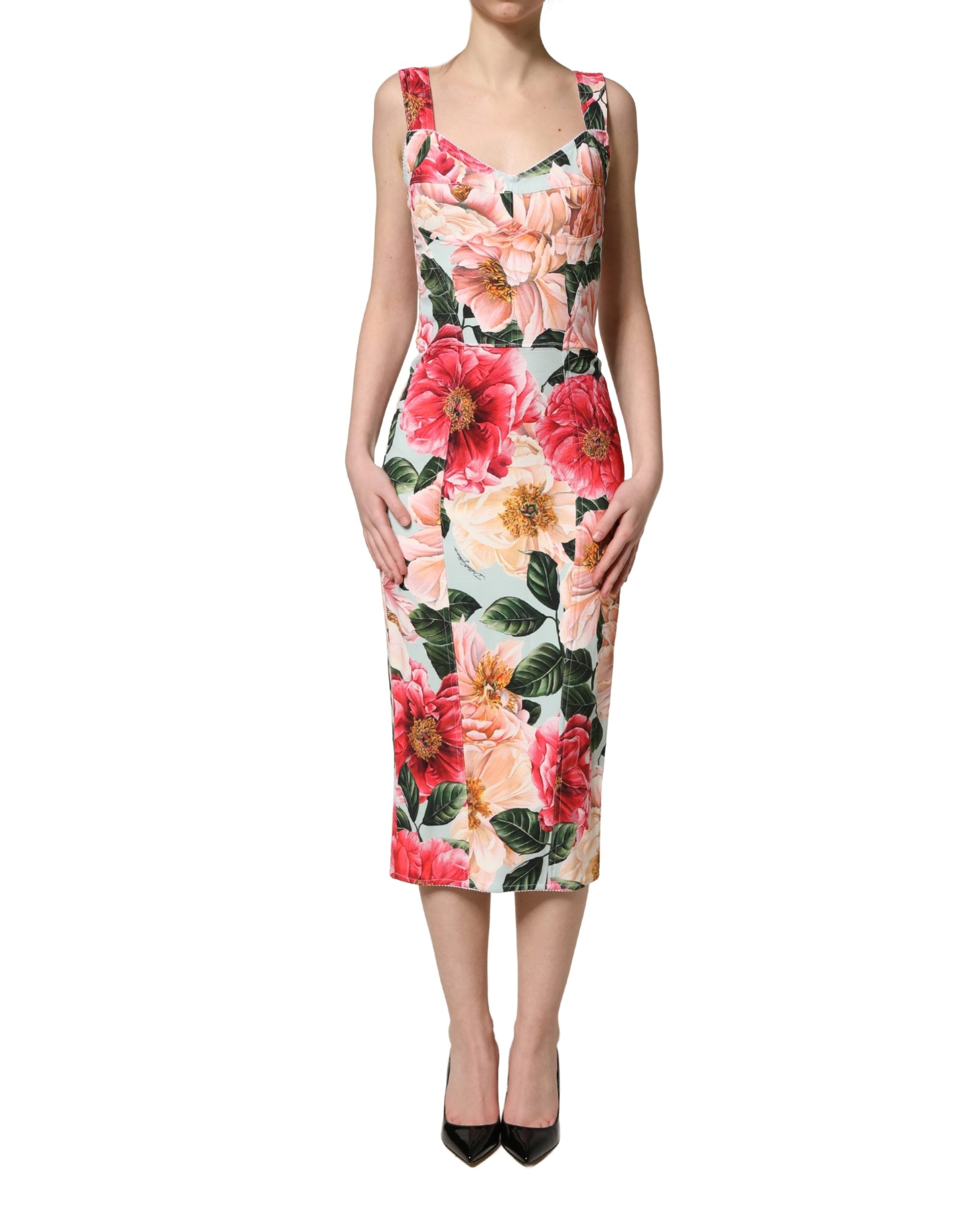 Multicolor Floral Print Viscose Sheath Dress