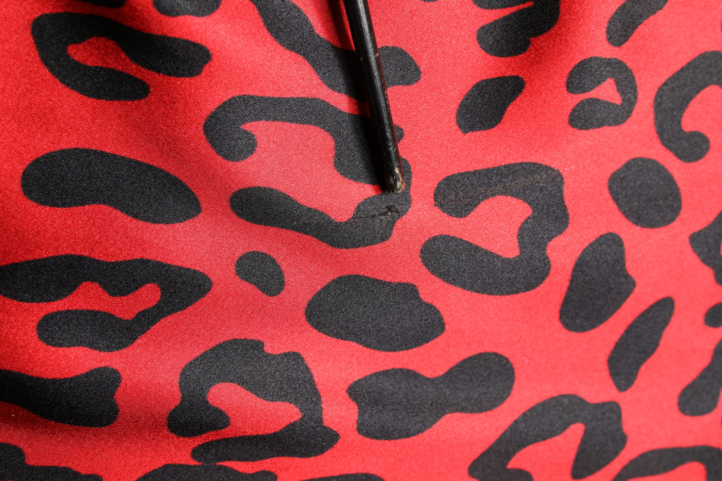 Red Leopard Print Silk Side Slit Maxi Dress