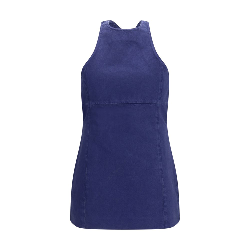 Blue Cotton Casual Dress