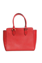 Red Saffiano Lux and Soft Leather Small Tote