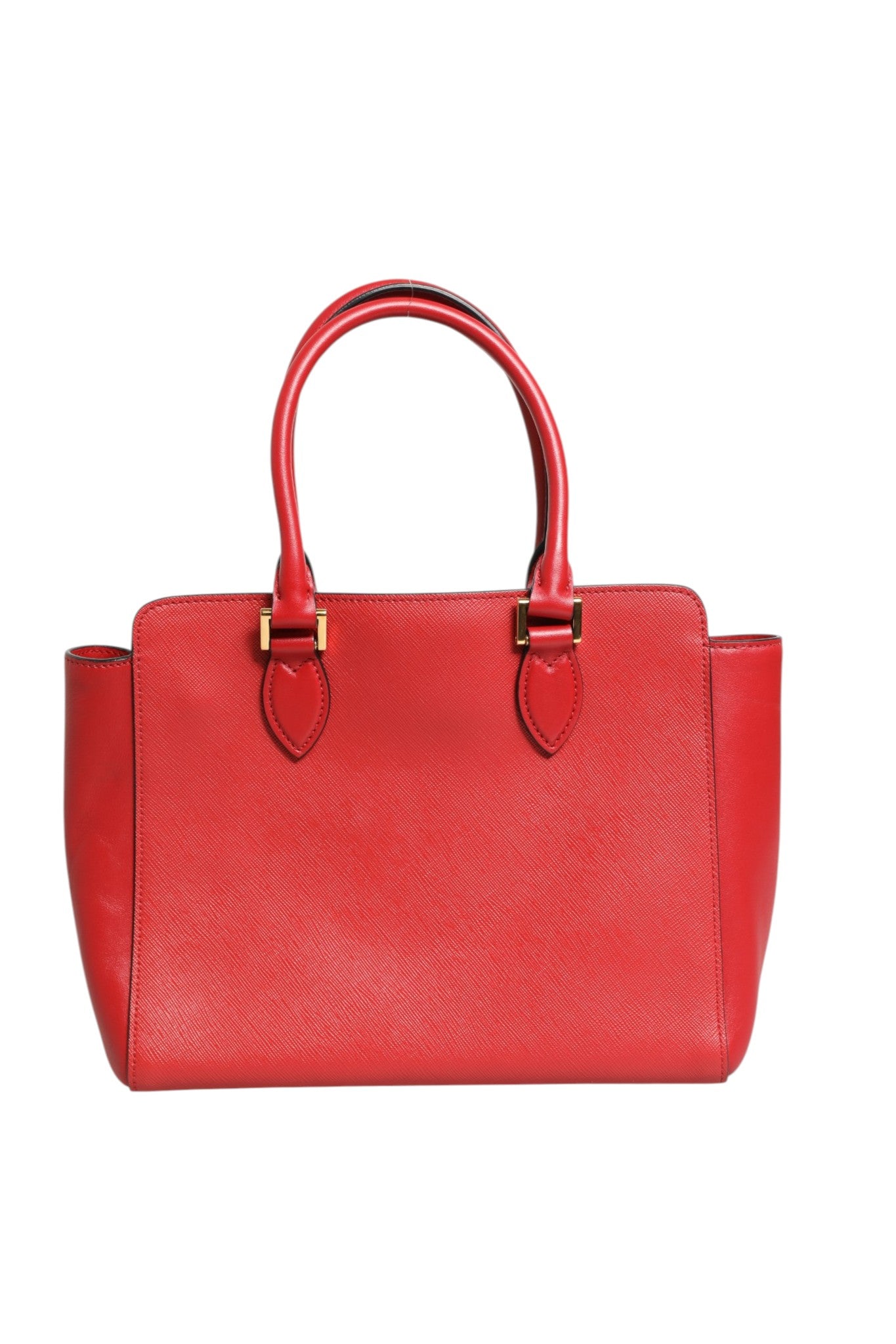 Red Saffiano Lux and Soft Leather Small Tote