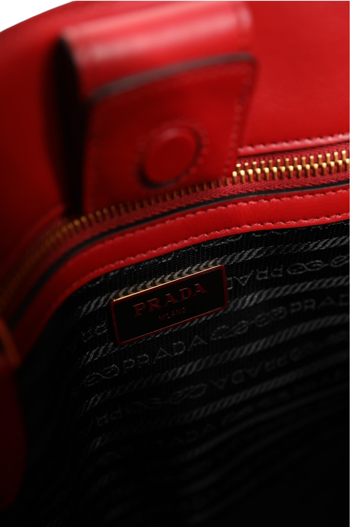 Red Saffiano Lux and Soft Leather Small Tote