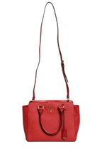 Red Saffiano Lux and Soft Leather Small Tote