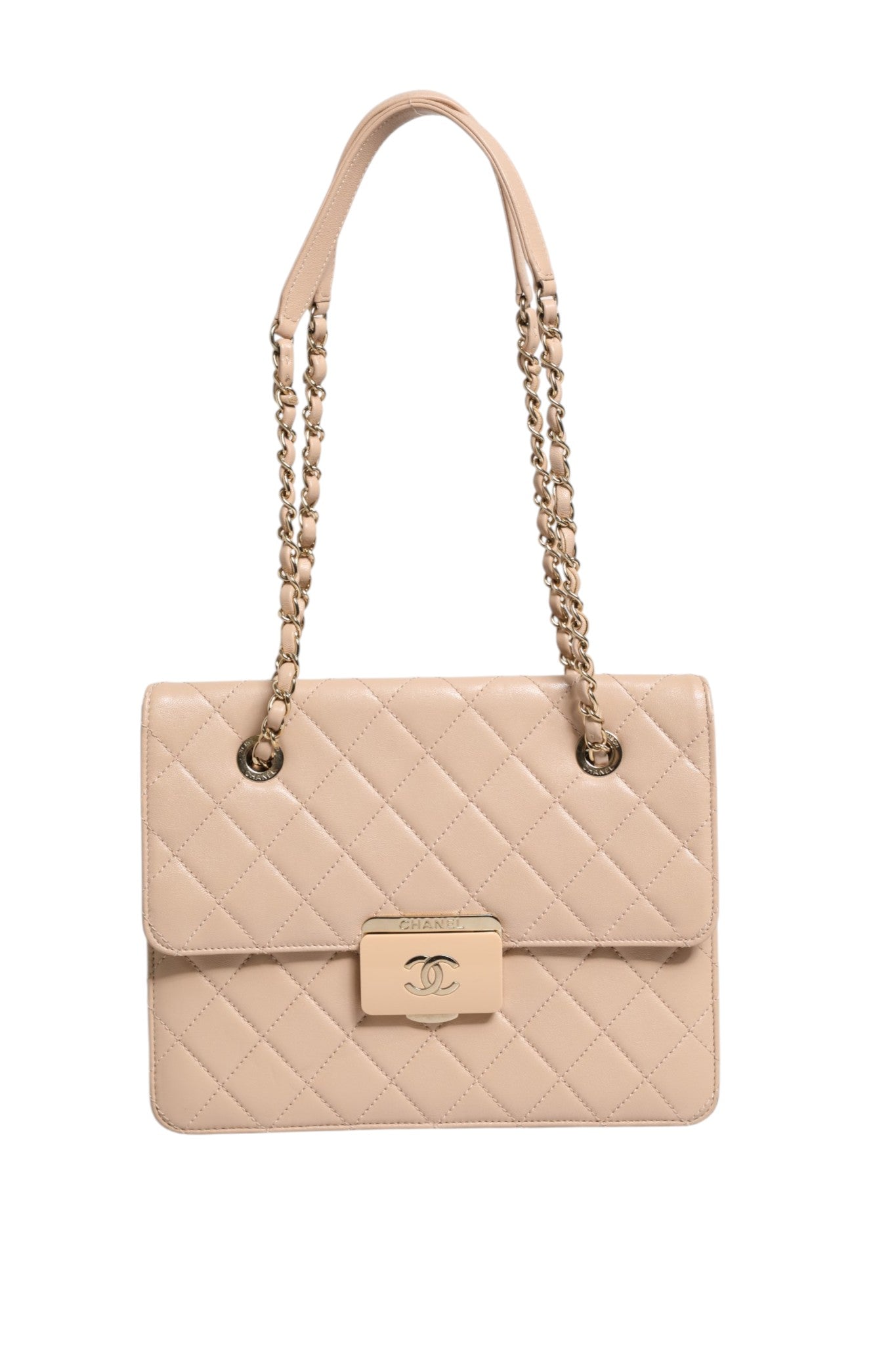 Quilted Leather Beauty Lock Flap Bag